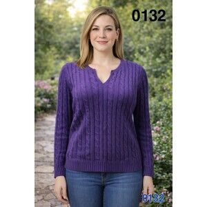 Croft & Barrow V-Neck Cableknit Sweater - XL - 0132